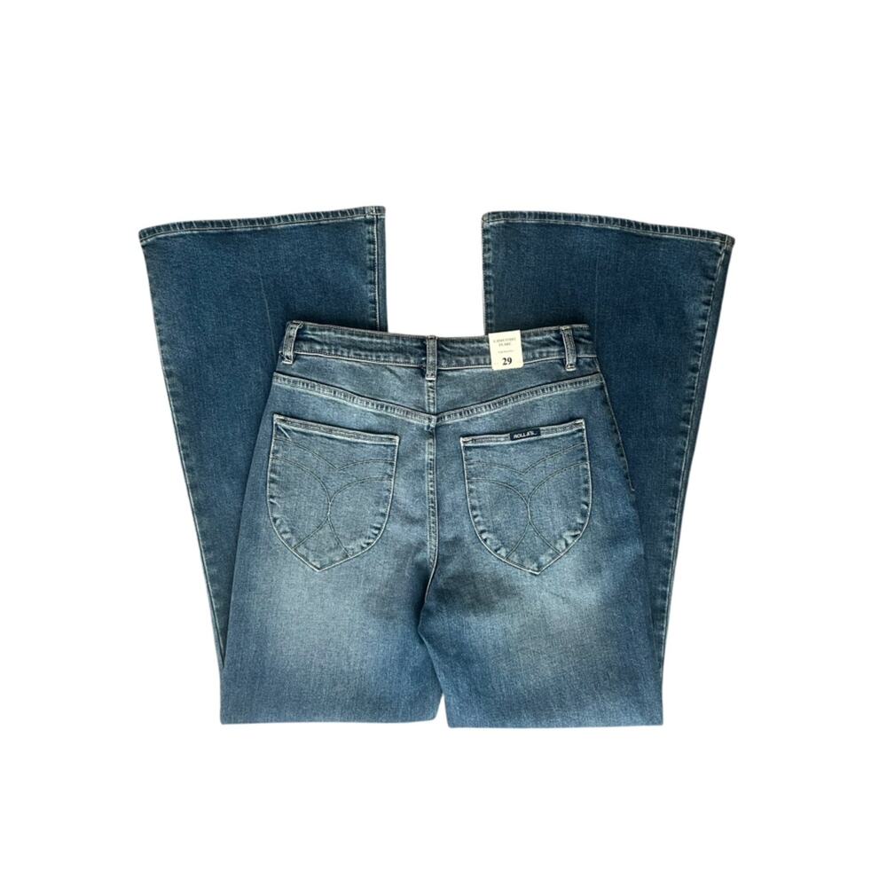 Rollas Women’s East Coast Flare High Rise Y2K Flared Stretch Blue Jeans Size 29 - Picture 8 of 12